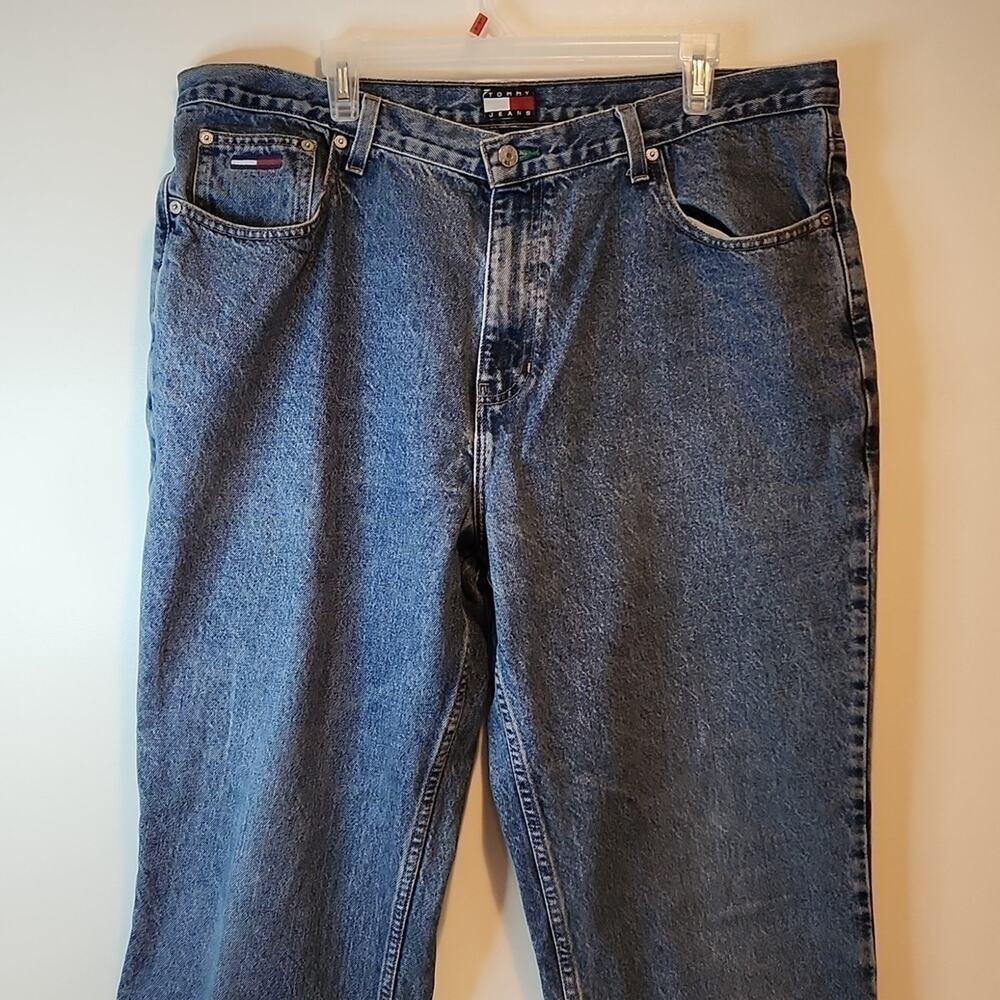 Vintage Tommy Hilfiger Y2K Denim Jeans Medium Wash Large Logo Men's Sz 40/32 - Picture 9 of 16